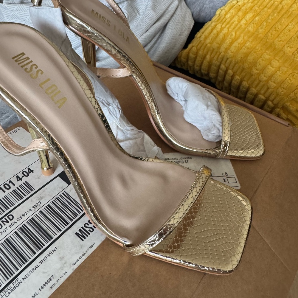 Miss Lola Gold Glamorous Heels